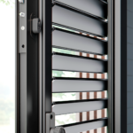 PORTA DE ALUMÍNIO BALCÃO DE CORRER CENTRAL FLEX 4 FOLHAS MÓVEIS E 2 FIXAS - P9155.0 (Detalhe)