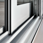 PORTA DE CORRER CENTRAL BALCÃO 4 FOLHAS MÓVEIS E 2 FIXAS COM FECHO EMBUTIDO EM ALUMÍNIO - 9009.0 (Detalhe)