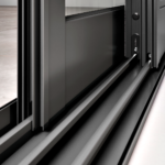 PORTA DE CORRER CENTRAL BALCÃO 4 FOLHAS MÓVEIS E 2 FIXAS COM FECHO EMBUTIDO EM ALUMÍNIO - P9009.0 (Detalhe)